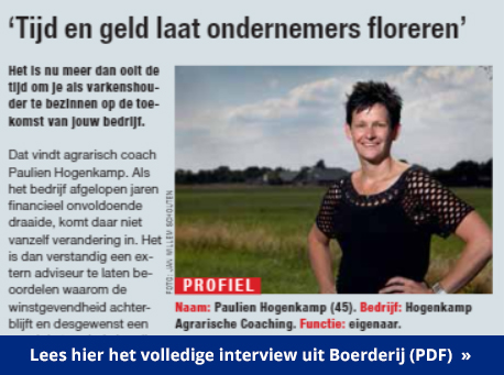 Interview met Paulien Hogenkamp in Boerderij: Tijd en Geld laat ondernemers floreren