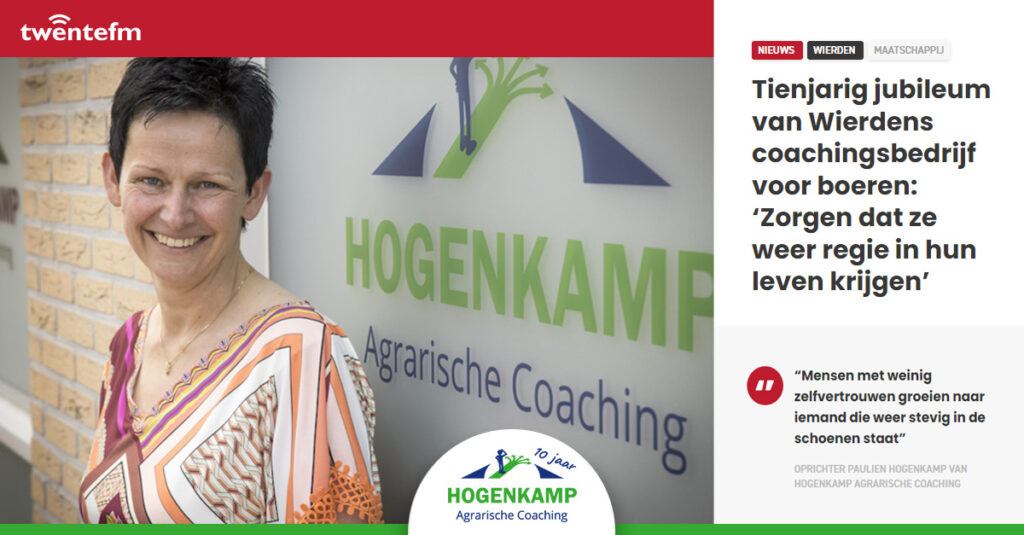 Twente FM: Interview met Paulien over het 10-jarig jubileum van Hogenkamp Agrarische Coaching
